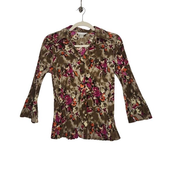 Vintage y2k Bell Sleeves Accordion Pleated Button Shirt Fairy Boho Whimsy Sm - Picture 1 of 5